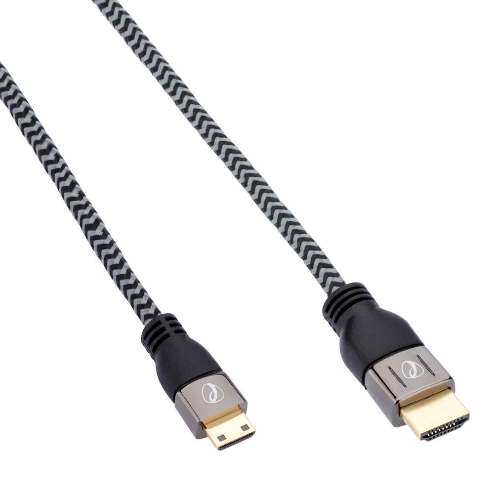 Cable Mini-HDMI a HDMI de Alta Velocidad Trenzado Pearstone (6') con Conectores Baño de Oro de 24kt,