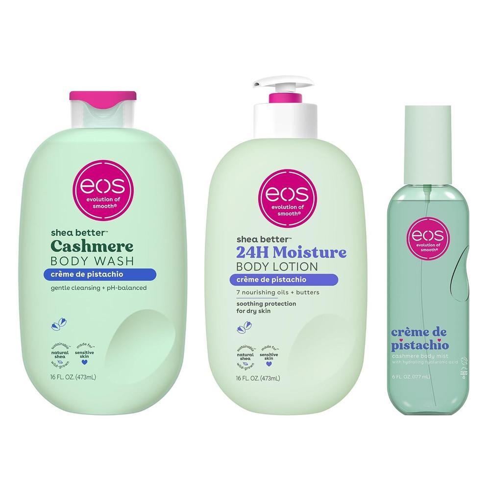 Set eos de gel, loción y niebla de pistachio, hidratación suave