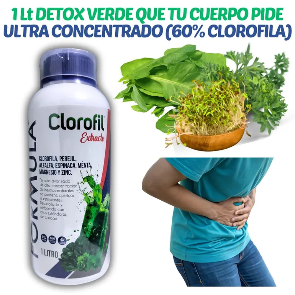 1 LITRO CLOROFILA LÍQUIDA CONCENTRADA PARA DESINTOXICAR SANGRE Y PIEL - DETOX VERDE