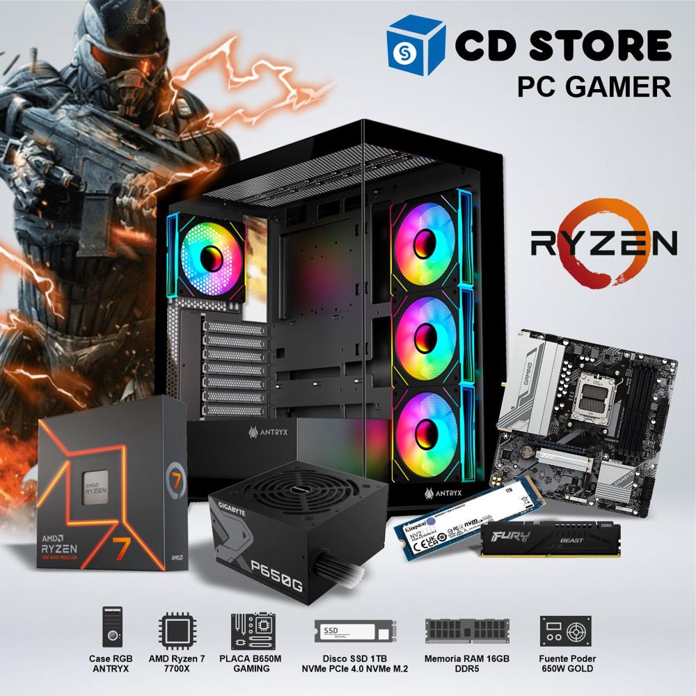 PC Gamer - RYZEN  7  7700X  RAM 16GB SSD 1TB CASE RGB FUENTE GOLD 650W