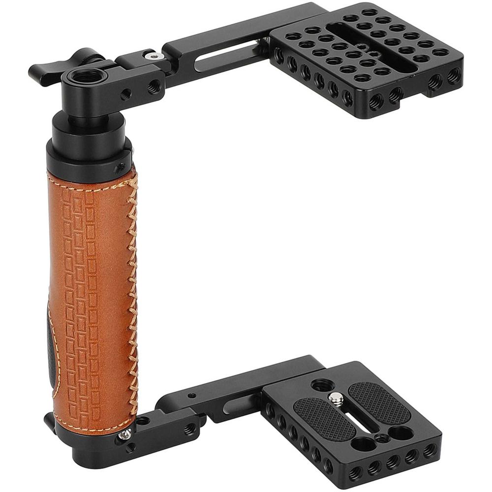 CAMVATE Jaula de Cámara Plegable con Empuñadura de Cuero para DSLRs Grandes