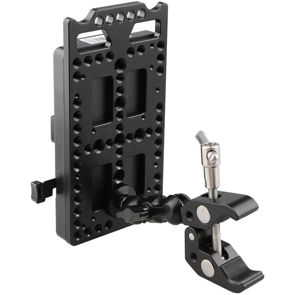 CAMVATE Placa de Montaje V-Lock con Divisor de Alimentación y Clip de Pinza Cangrejo Super Clamp -