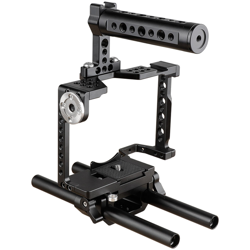 CAMVATE Jaula Completa con Mango Superior y Sistema de Doble Varilla de 15mm para Cámaras Sony Sele