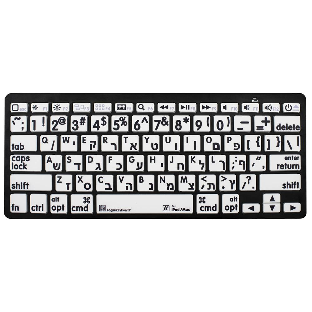Teclado Mini Bluetooth 3.0 XL Print de Logickeyboard (Inglés Americano/Hebreo, Negro sobre Blanco) 1348259-REG Teclado Mini Bluetooth 3.0 XL Print de Logickeyboard (Inglés Americano/Hebreo, Negro sobre Blanco) 1348259-REG