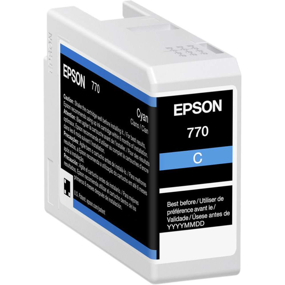 Cartucho de Tinta Cian Epson 770 UltraChrome PRO10 (25mL) - Para Impresora Fotográfica SureColor P70 1560946-REG Cartucho de Tinta Cian Epson 770 UltraChrome PRO10 (25mL) - Para Impresora Fotográfica SureColor P70 1560946-REG
