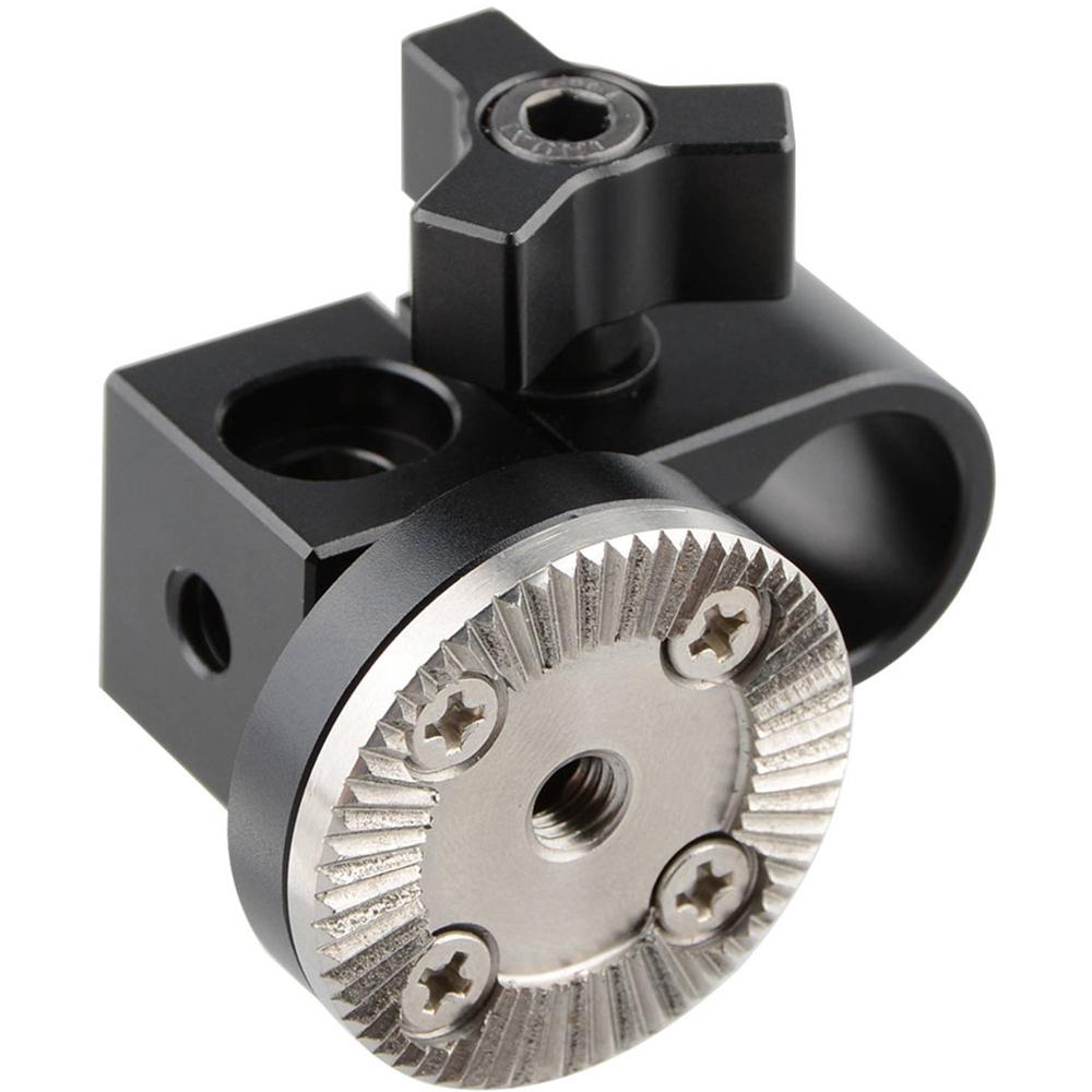 CAMVATE Abrazadera de Varilla Simple de 15mm con Montaje Rosette ARRI (Perilla de Bloqueo Negra) -