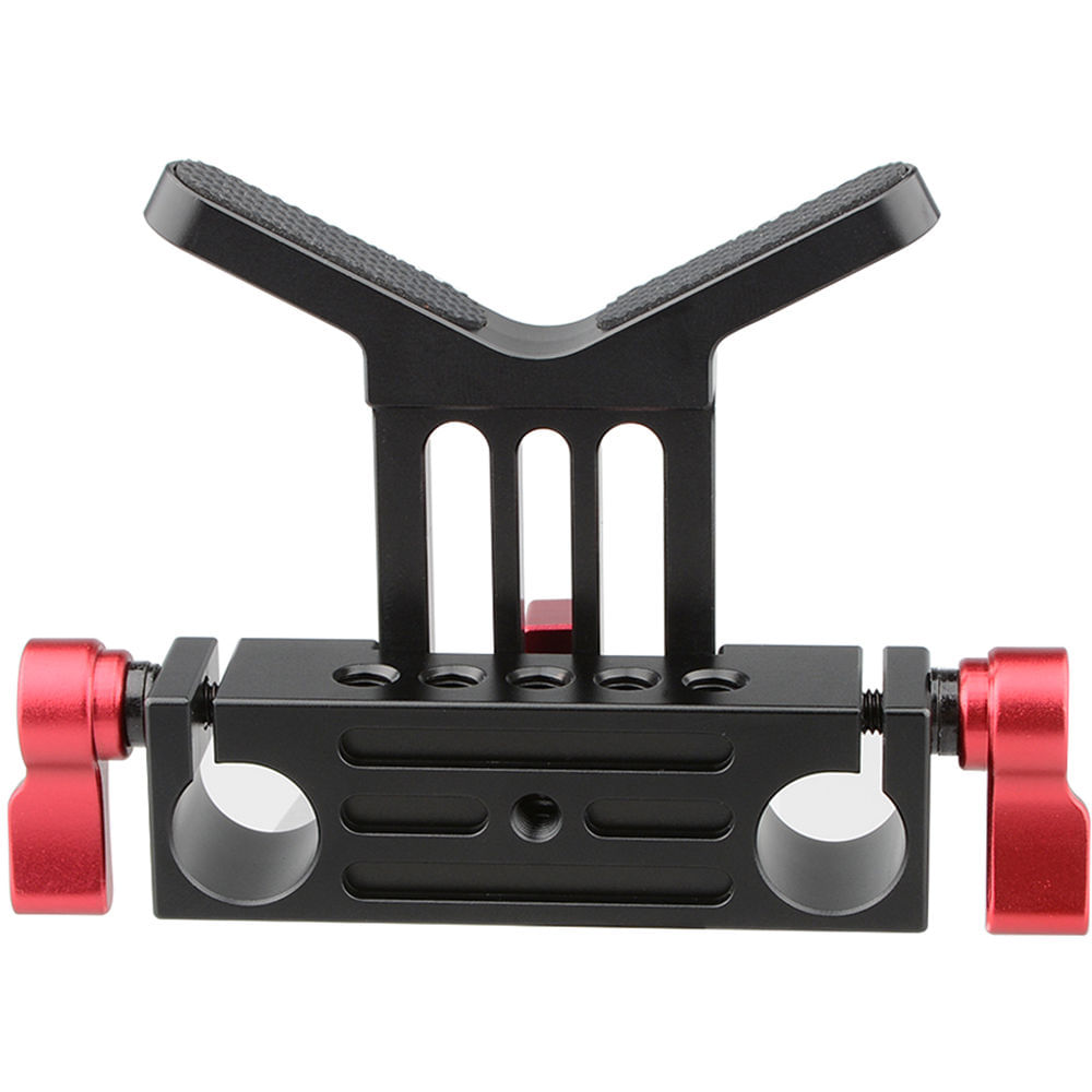 Soporte de Lente Ajustable CAMVATE para Varillas de 15mm (Perillas Rojas) - Compatible con Diámetro