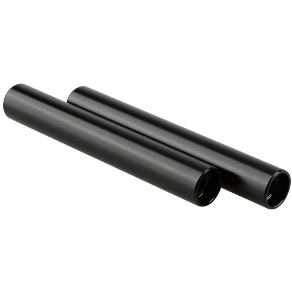 CAMVATE Par de Varillas de Aluminio de 15mm (Negro, 3.94"") - Construcción Ligera, Rosca M12 en Cada