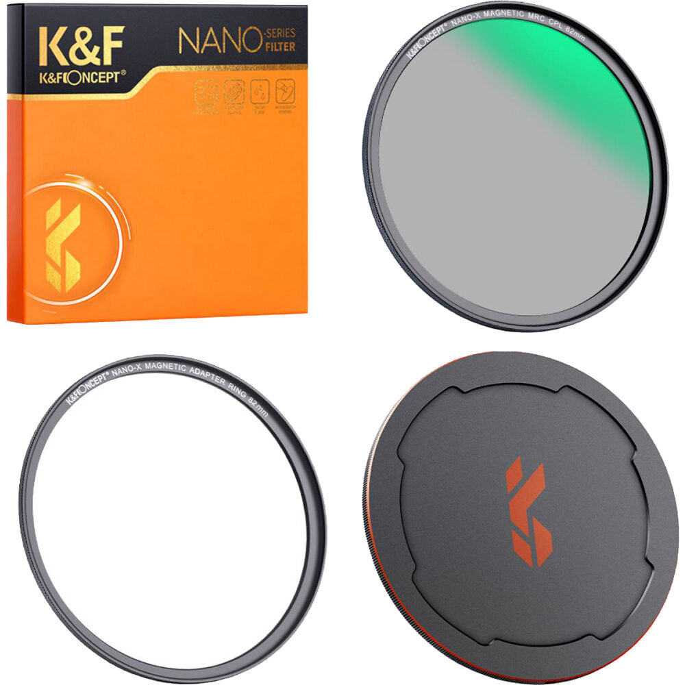 Filtro CPL Magnético K&F Concept Nano-X con Anillo Adaptador y Tapa de Lente (58mm) - Elimina Refle