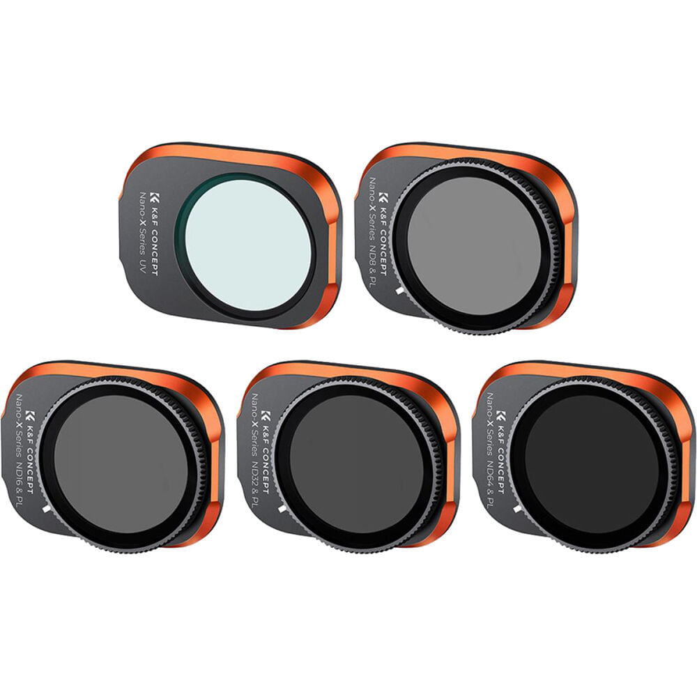 Kit de Filtros K&F Concept para DJI Mavic Mini 3 (5-Pack) - UV, ND8, ND16/PL, ND32/PL & ND64/PL, Ma