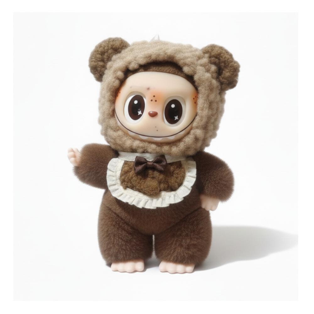 Ropa para Muñeco Labubu Estilo Osito Marrón - Suave y Adorable Ropa para Muñeco Labubu Estilo Osito Marrón - Suave y Adorable