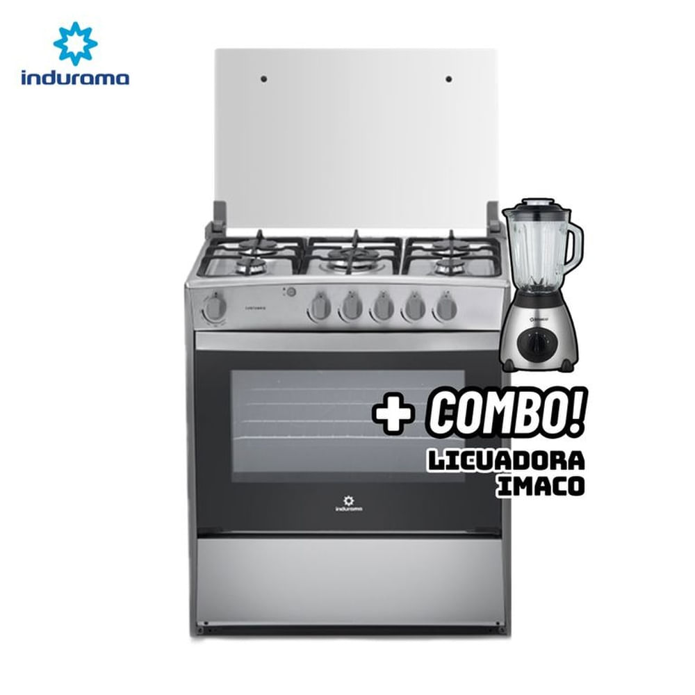COCINA DE PIE INDURAMA A GAS 5 HORNILLAS CROMA - CANTABRIA - LICUADORA IMACO