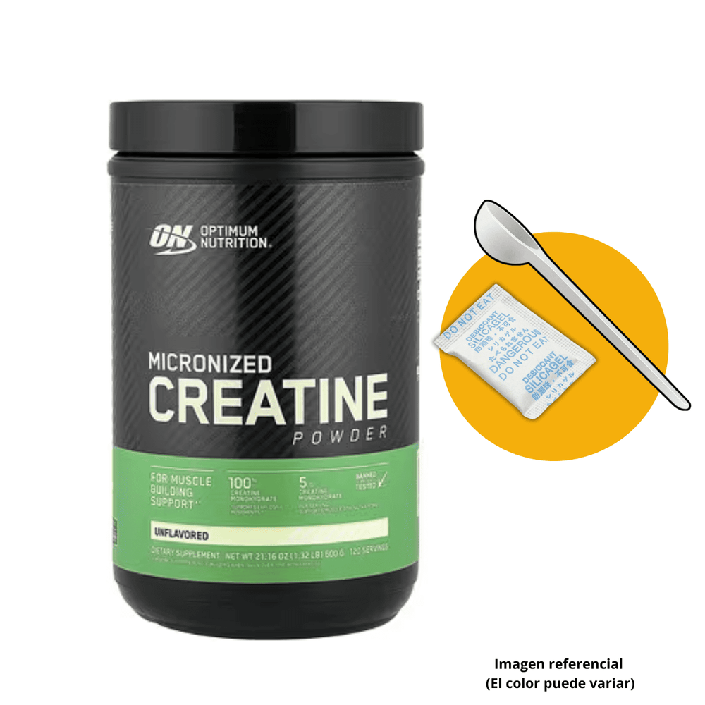 Creatina Optimum Nutrition 600gr y scoop Monohidratada Micronizada y Portasuplementos Creatina Optimum Nutrition 600gr y scoop Monohidratada Micronizada y Portasuplementos