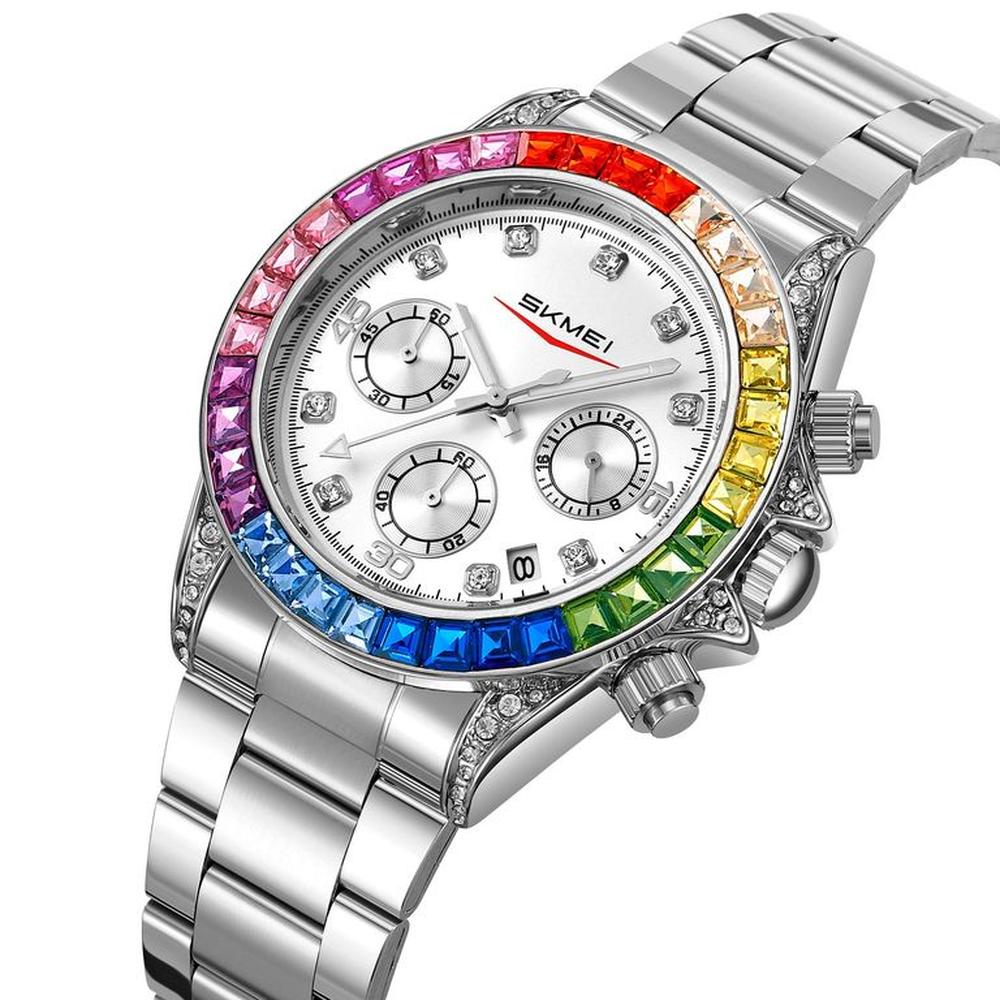 Reloj Skmei 2352 Plateado bordes Multicolor Cronómetro