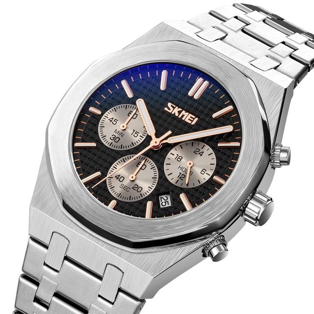 Reloj Skmei 9296 Plateado dial Negro Cronómetro