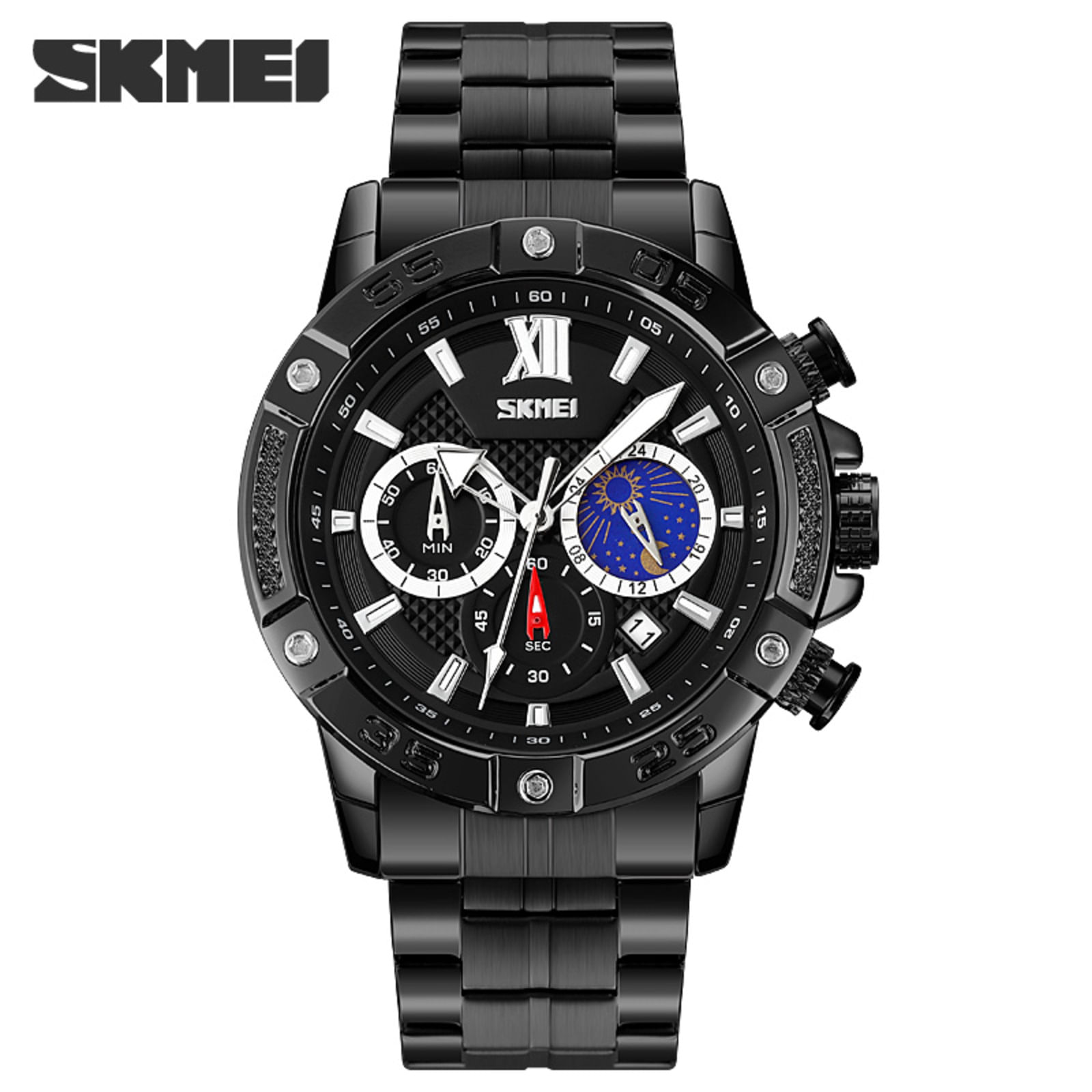 Reloj Skmei 9235 MOON PHASE NEGRO Cronómetro