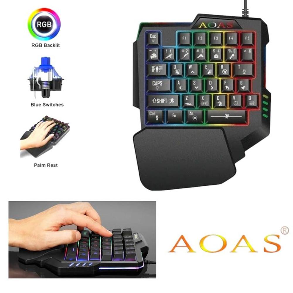 Teclado Numérico AOAS M-1100 RGB Gamer con Reposamuñecas GRIS Teclado Numérico AOAS M-1100 RGB Gamer con Reposamuñecas GRIS