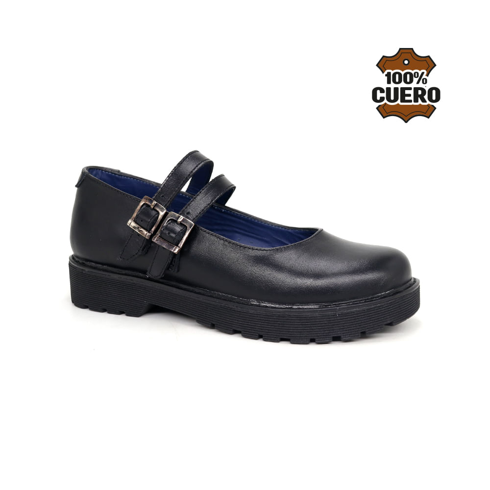 Zapatos Escolares Cuero Mujer 2610-MV26Q1J NEGRO 34