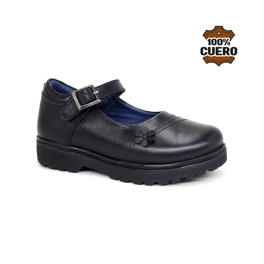 Zapatos Escolares Cuero Niña FLOR-MV26Q1N NEGRO 30