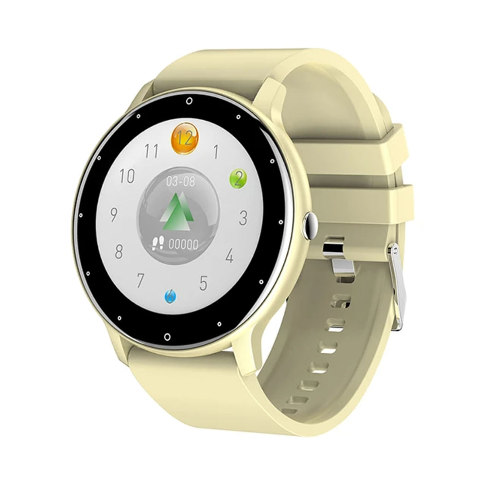 SMARTWATCH ZL02 RELOJ INTELIGENTE REDONDO LLAMADAS BLUETOOTH PANTALLA OLED UNISEX  AMARILLO