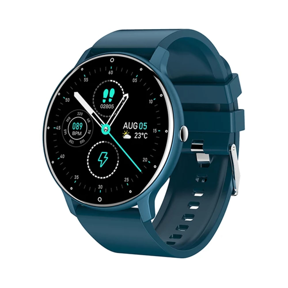 SMARTWATCH ZL02 RELOJ INTELIGENTE REDONDO LLAMADAS BLUETOOTH PANTALLA OLED UNISEX COLOR AZUL