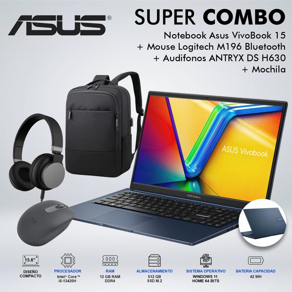LAPTOP ASUS VIVOBOOK 15 INTEL CORE i5-13420H  MEMORIA 12GB DDR4 DISCO 512GB SSD M2 90NB10T1M01LK0