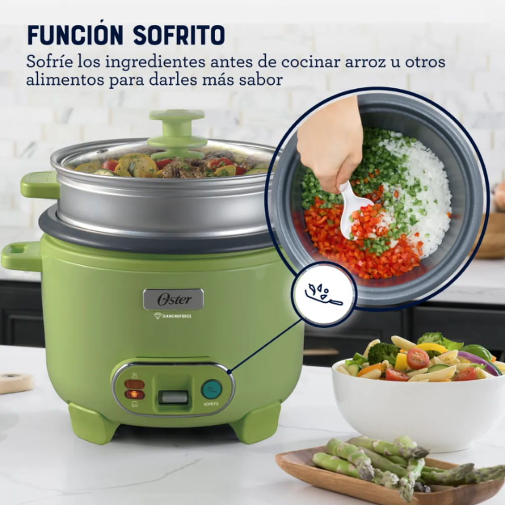 Olla Arrocera Sofrito Vaporera Diamondforce Oster CKSTRC10DFGRN 1.8 Lts Verde