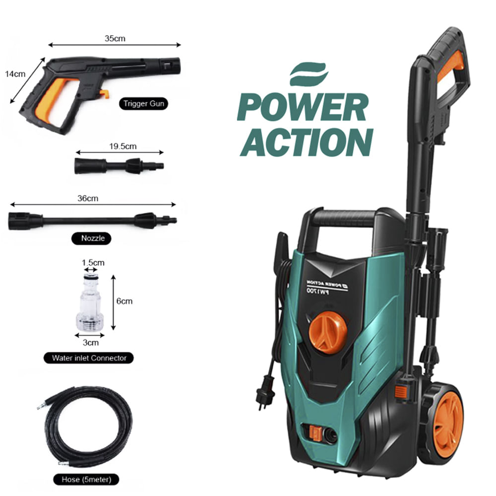 Hidrolavadora Portátil de Alta Presión 1700 W Modelo POWER ACTION PORTATIL