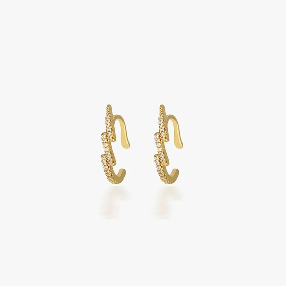 Earcuff Tre Dorado para Mujer en Acero con Circonias