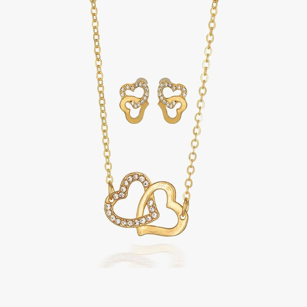 Set de collar y arete Doppio para dama