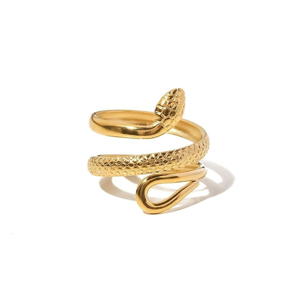 Anillo Serpente para Mujer en Acero Dorado
