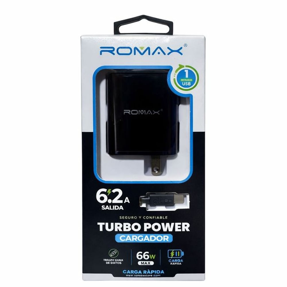 Romax Cargador tipo C Turbo Power Negro