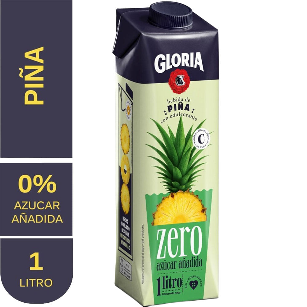 Bebida GLORIA ZERO Sabor a Piña Tetrapack 1L