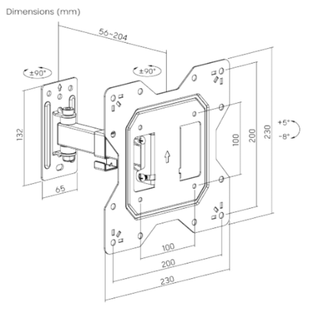 RACK SOPORTE MÓVIL BRAZO CORTO PARA TV DE 23 A 43 PULGADAS BPK43