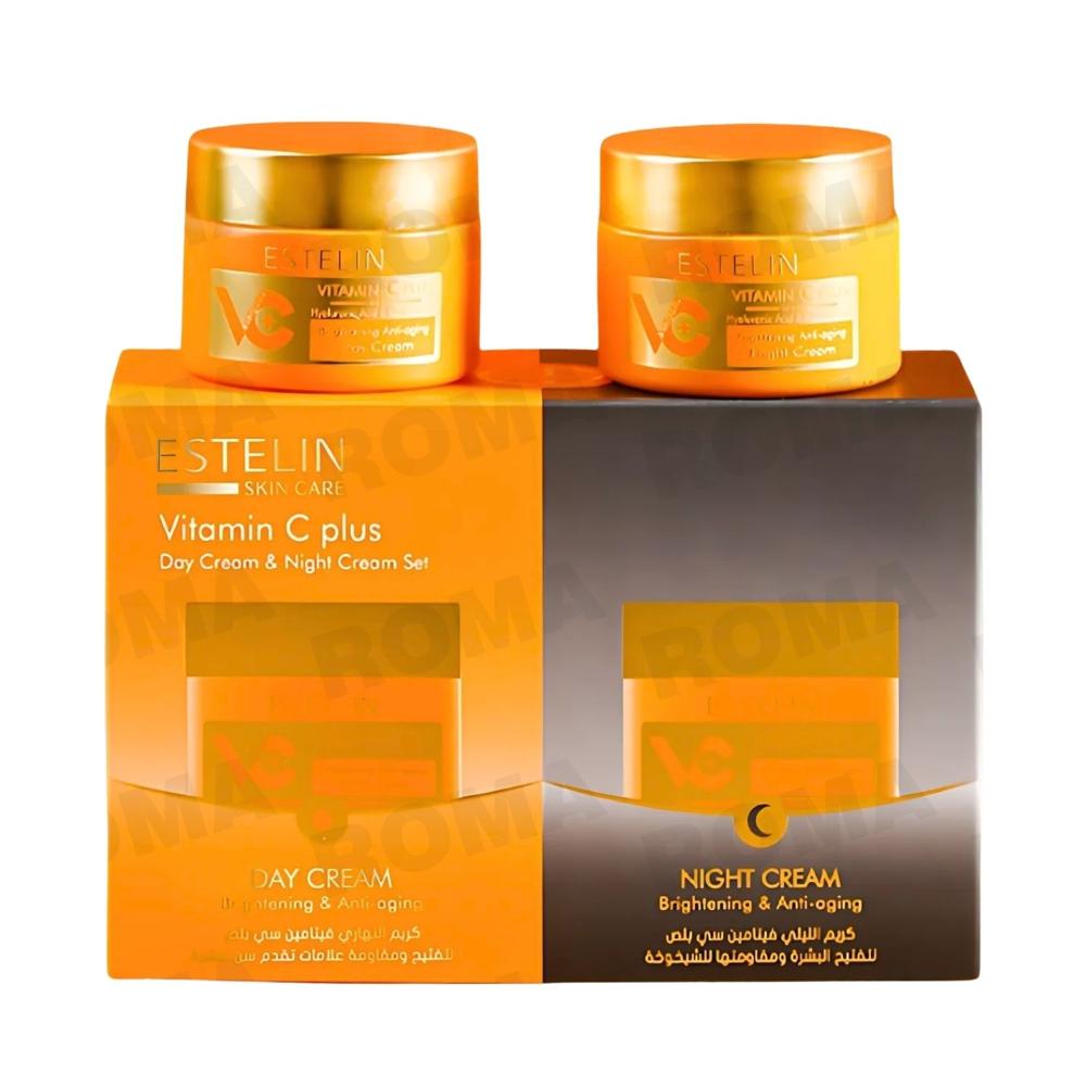 SET CREMA DÍA Y NOCHE VITAMINA C + ÁCIDA HIALURÓNICO 100G ESTELIN