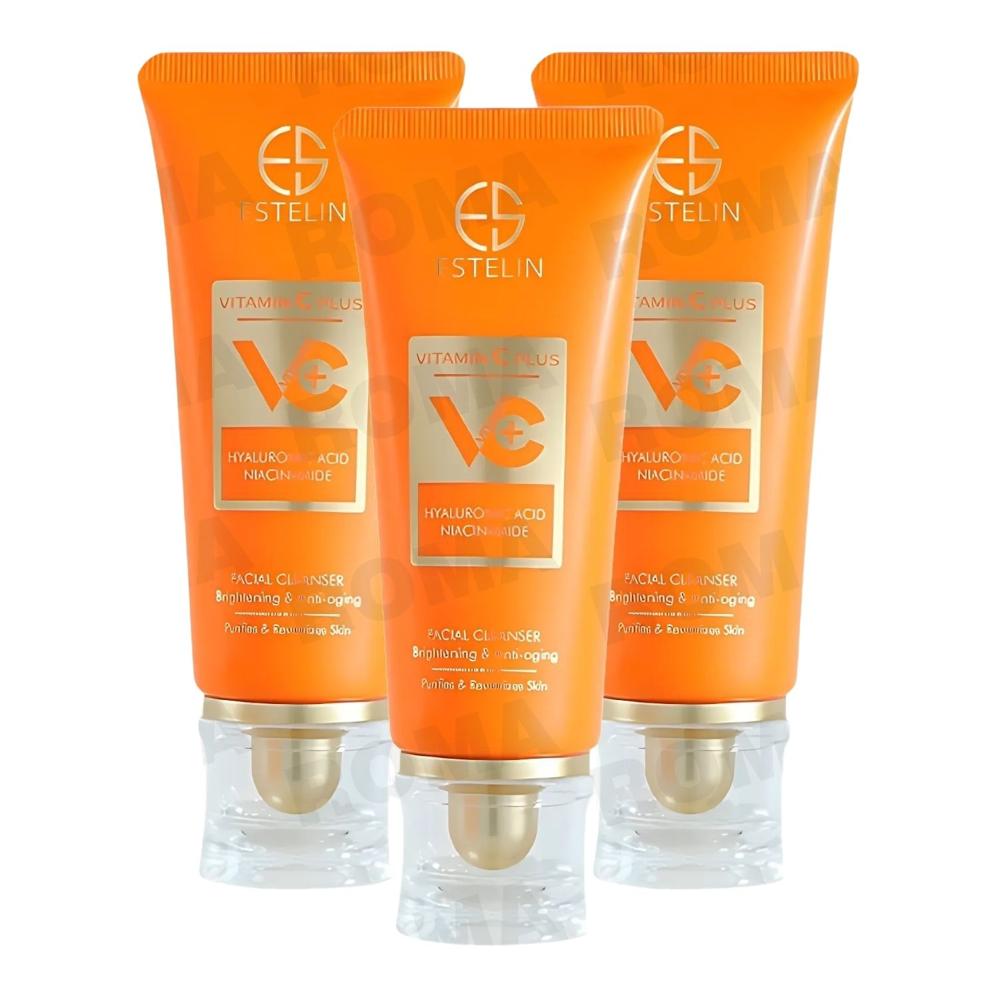 PACK 3 LIMPIADOR FACIAL VITAMINA C ÁCIDO HIALURÓNICO 80G ESTELIN