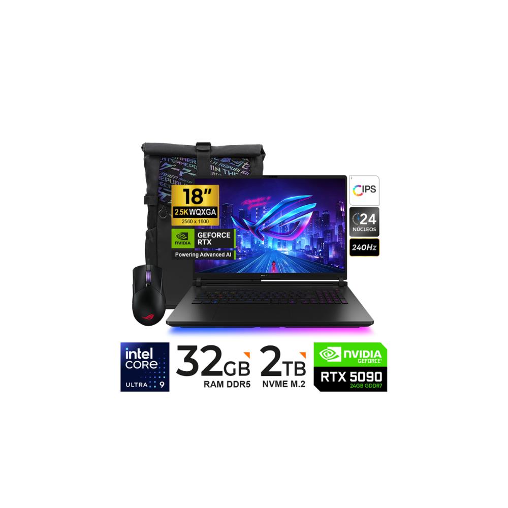 LAPTOP ASUS ROG STRIX SCAR G835LX-SA119W 18 18 ULTRA 9 2TB SSD 32GB RTX5090 24GB MOCHILA-MOUSE