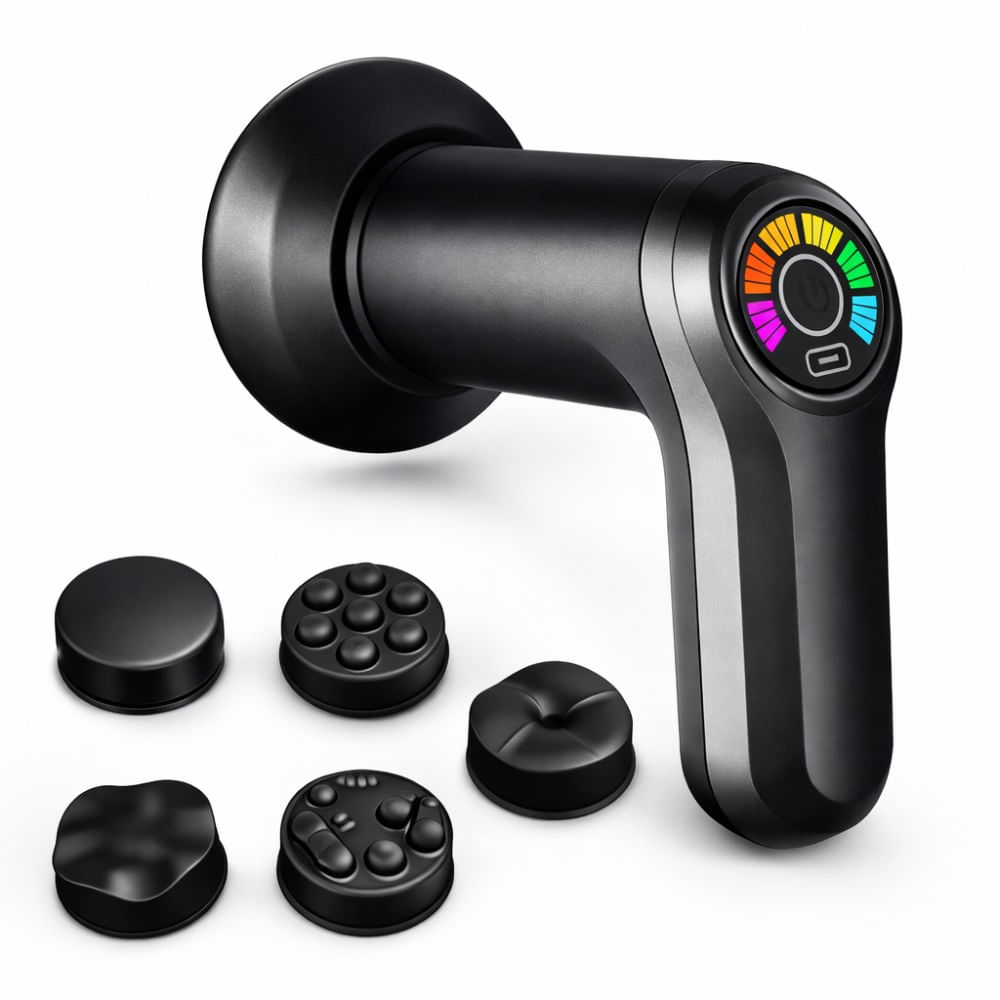 Pistola Masajeadora Para Cuerpo Entero 5 Cabezales 6 Vibraciones