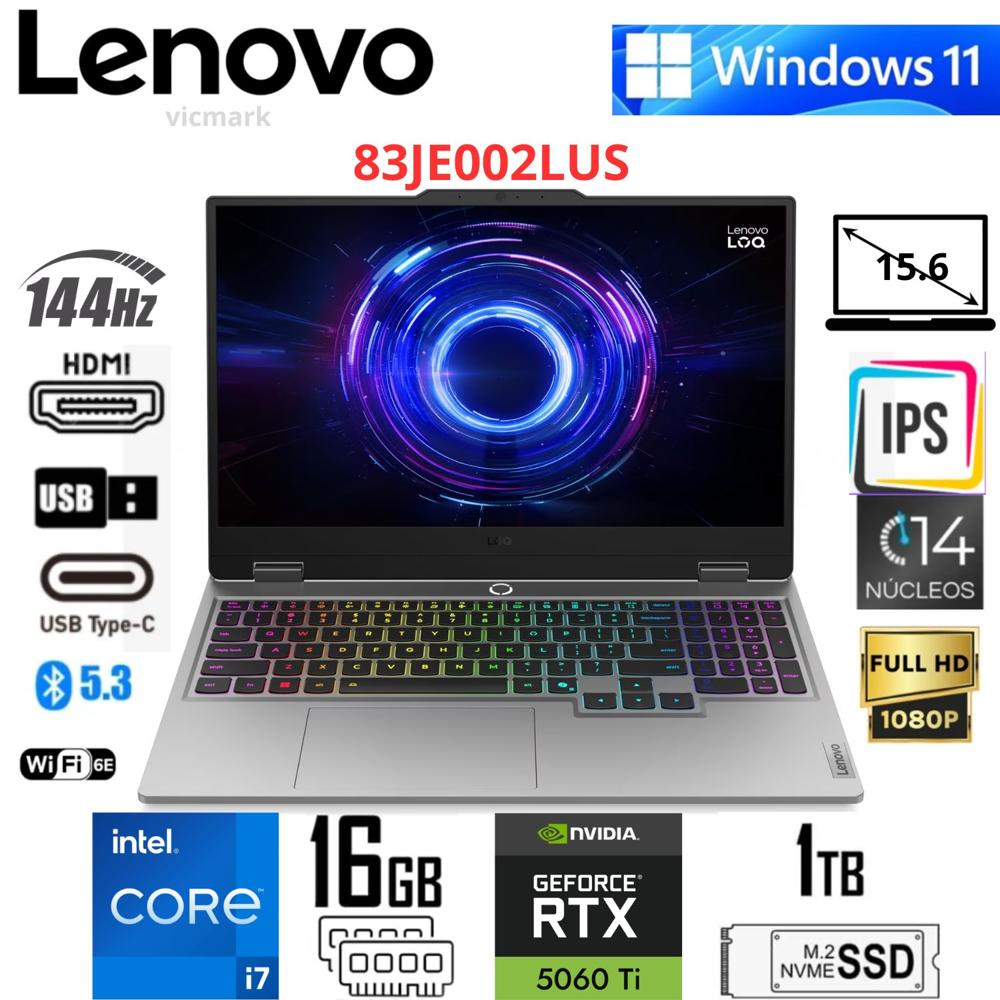 Laptop Gamer Lenovo LOQ 15IRX10 FHD 144Hz Core i7-13650HX 16GB 512GB SSD RTX 5060 8GB