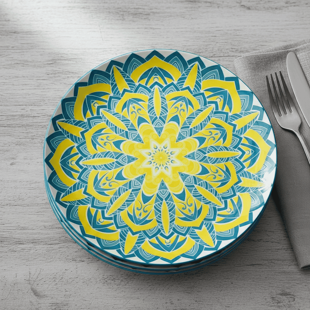 Platos de Segundo Mandala Aurora Diseño Bohemio Premium para Mesa Elegante