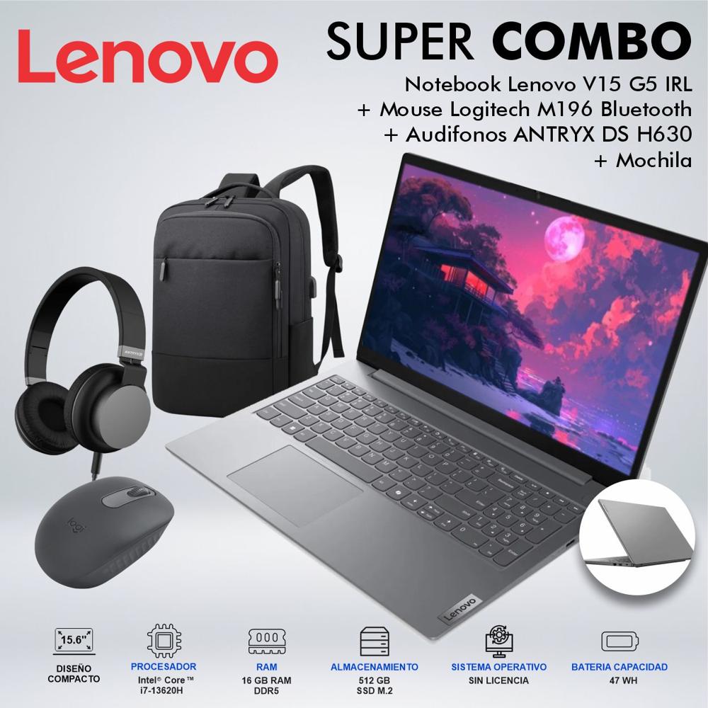 LAPTOP LENOVO V15 G5 IRL INTEL CORE i7 13620H MEMORIA 16GB DDR5 DISCO 512GB SSD M2 83GW005HLDCDSPE
