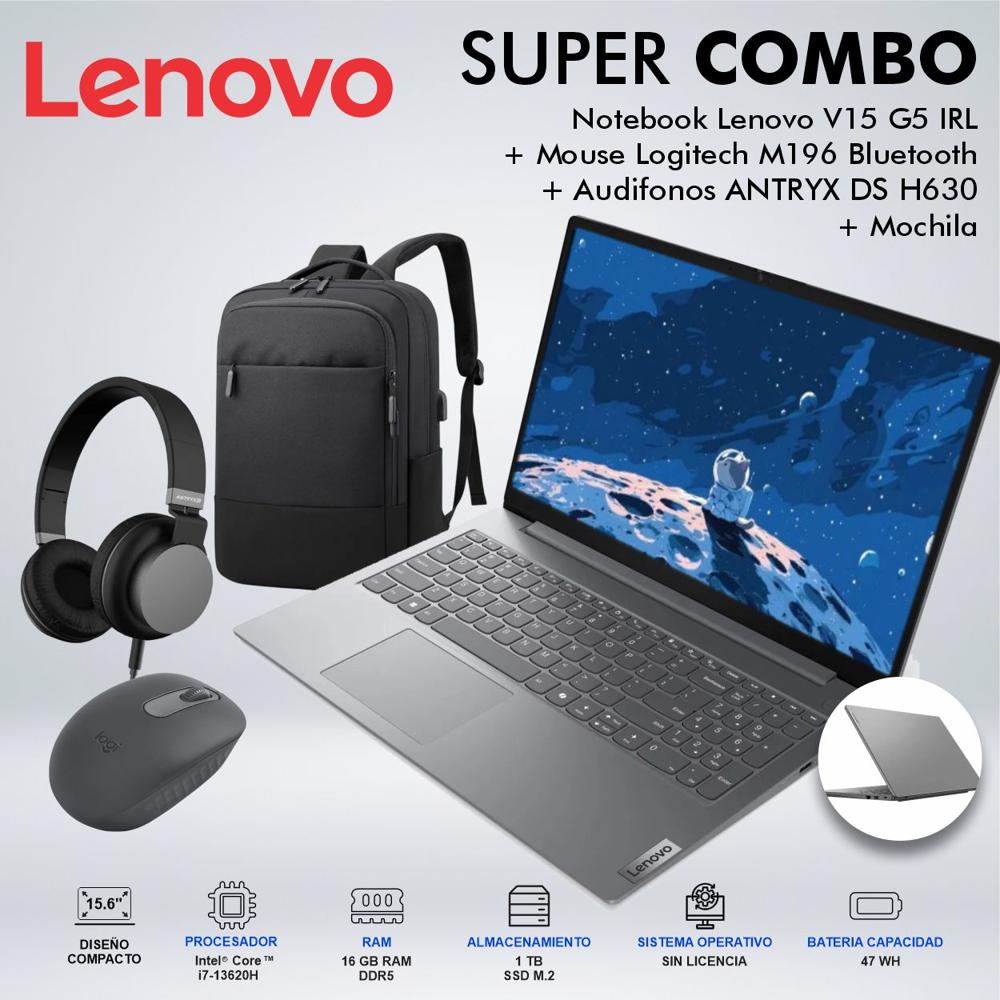 LAPTOP LENOVO V15 G5 IRL INTEL CORE i7 13620H MEMORIA 16GB DDR5 DISCO 1TB SSD M2 83GW005FLDCDSPE