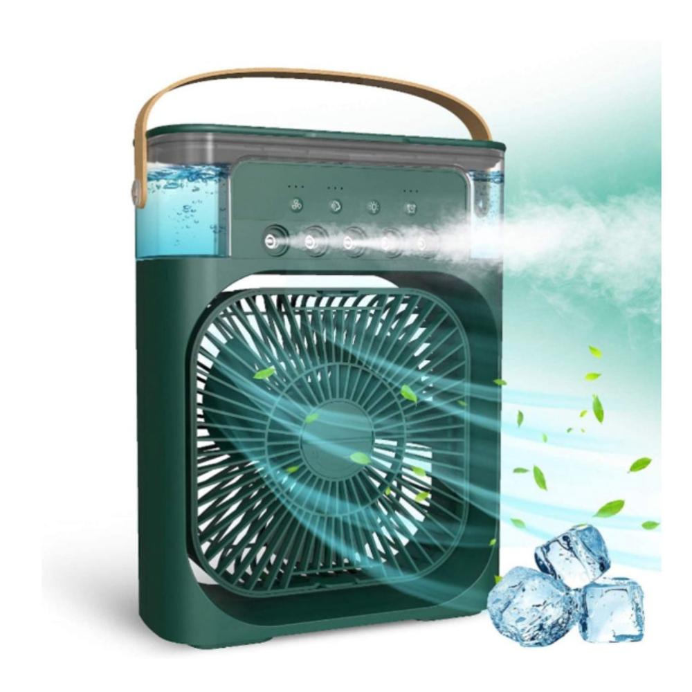 Ventilador de aire acondicionado pulverizador con luz LED - Verde