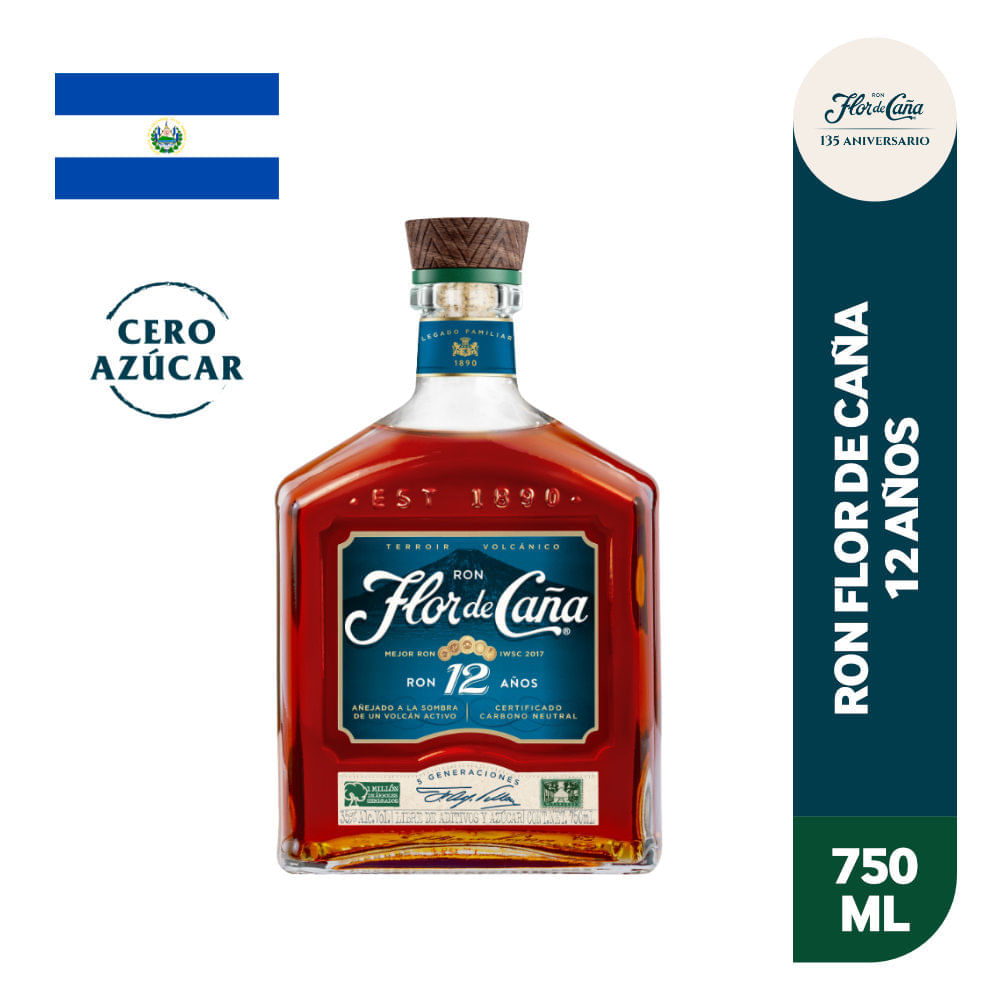 Ron FLOR DE CAÑA Centenario 12 Años Botella 750ml Ron FLOR DE CAÑA Centenario 12 Años Botella 750ml