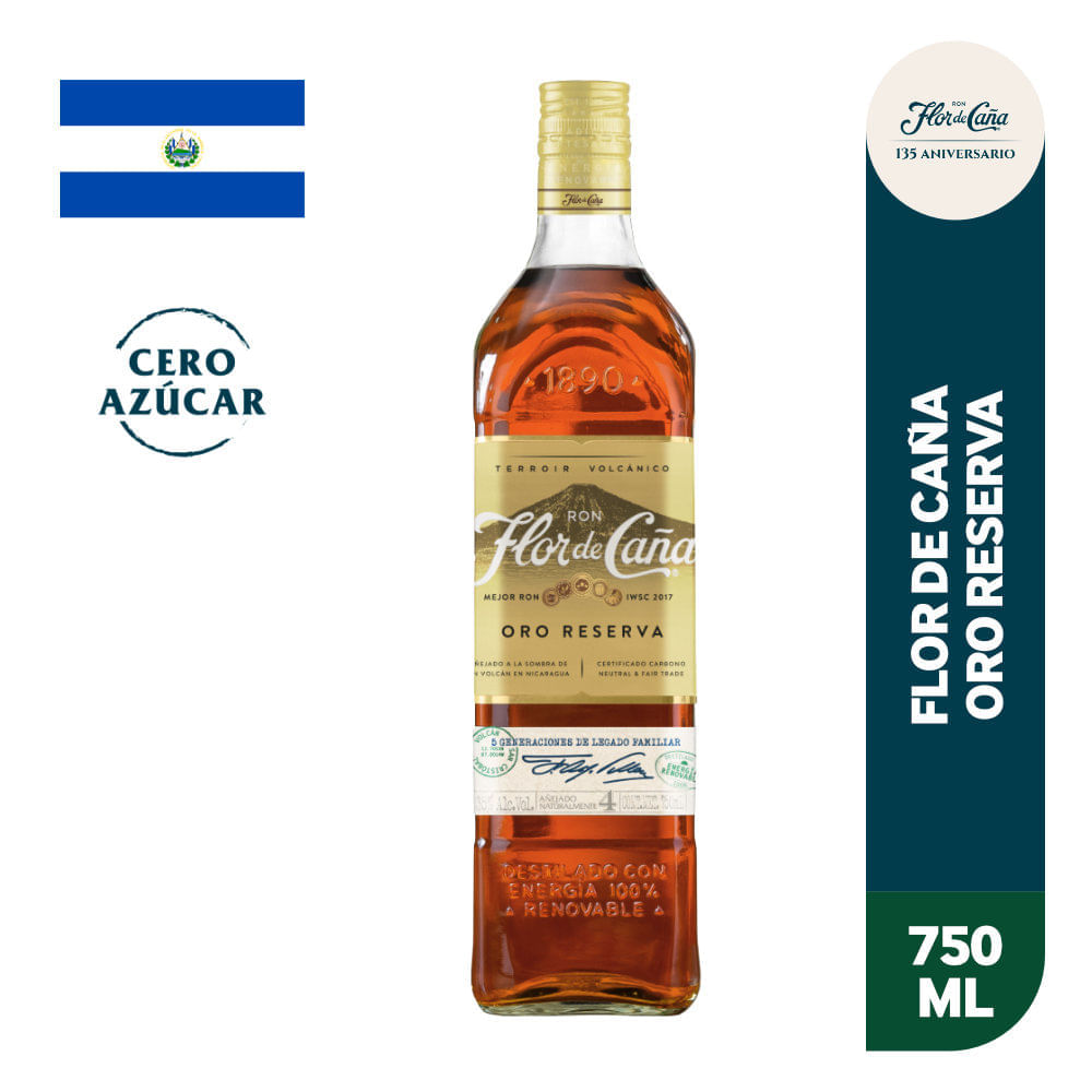 Ron FLOR DE CAÑA Añejo 4 años Botella 750ml Ron FLOR DE CAÑA Añejo 4 años Botella 750ml