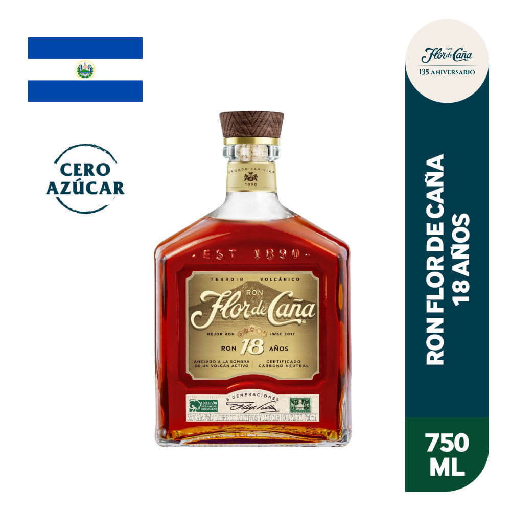 Ron FLOR DE CAÑA 18 Años Botella 750ml