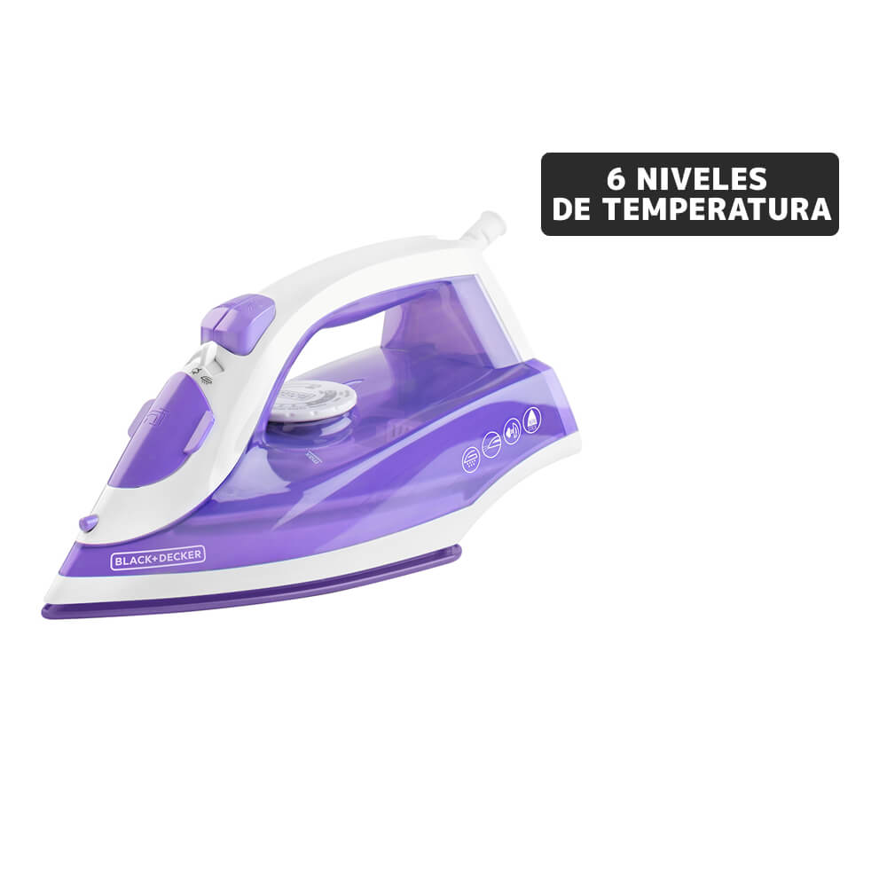 Plancha a Vapor BLACK+DECKER TrueGlide IRBD204 Morado y Blanco