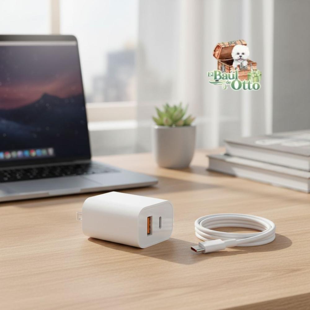 Cubo Carga Rapida 120w Dos Puertos Usb Tipo A Usb C mas CABLE