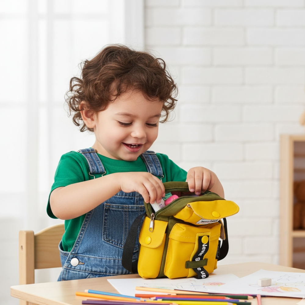 Cartuchera Morral Kawaii Verde Petróleo