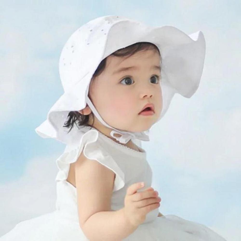 Sombrero Gorro Ala Ancha Blanco para bebe niñas